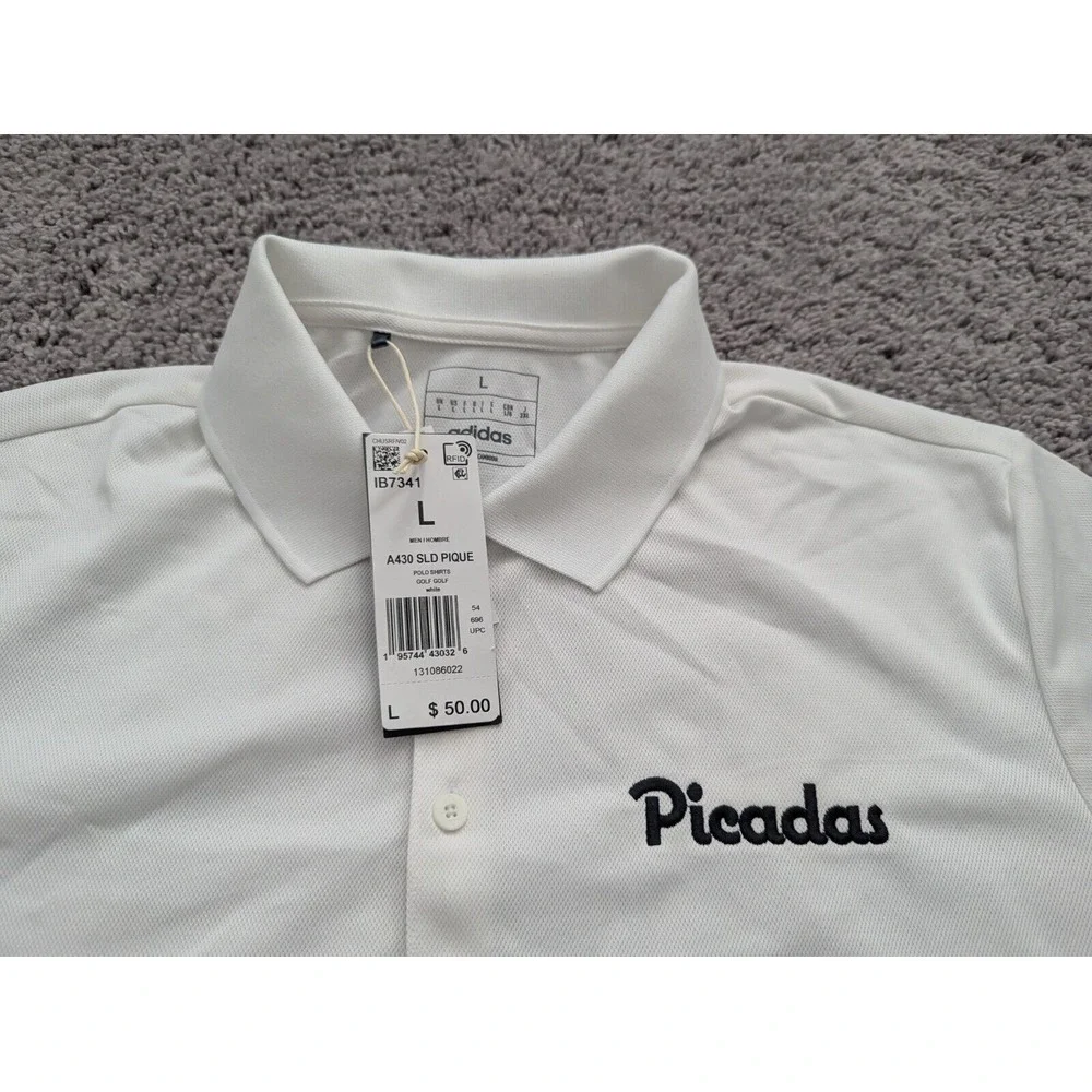 Picadas Polo Shirt Mens‎ Large White adidas Picadas Hard Aguas